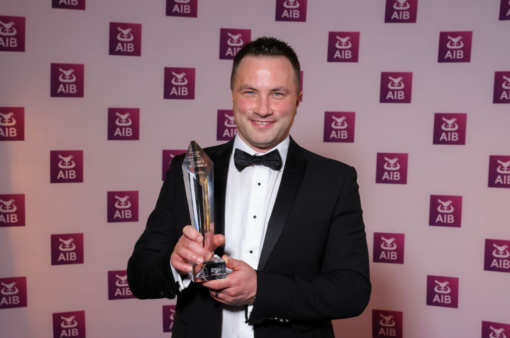 Neville Bell, Managing Director winning AIB Business Eye Award 2026